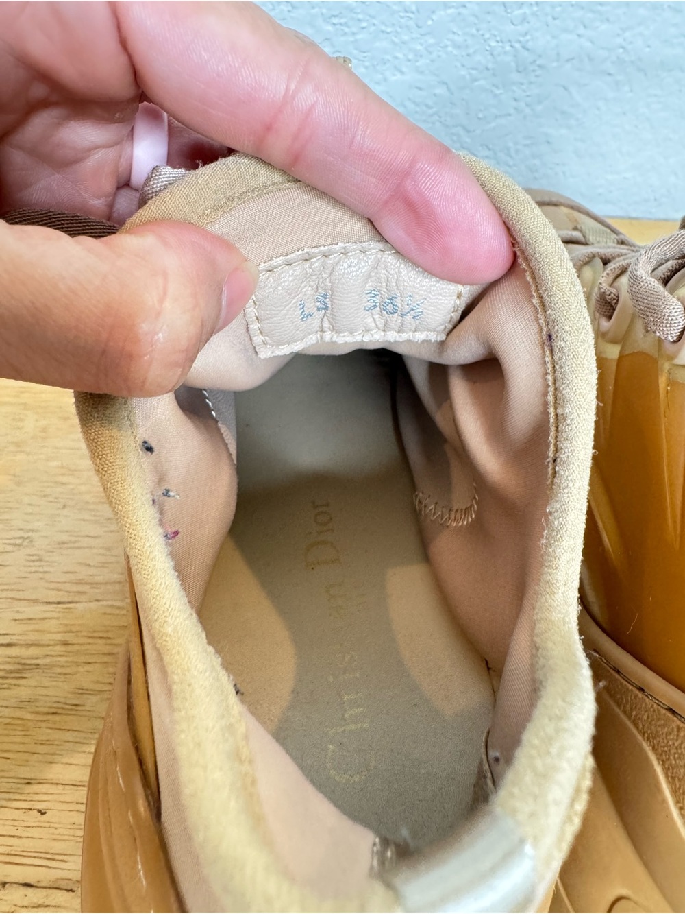 Christian Dior Nude Beige Sneakers EU 36.5 Designer Athleisure Shoes Trainers - Picture 2 of 9